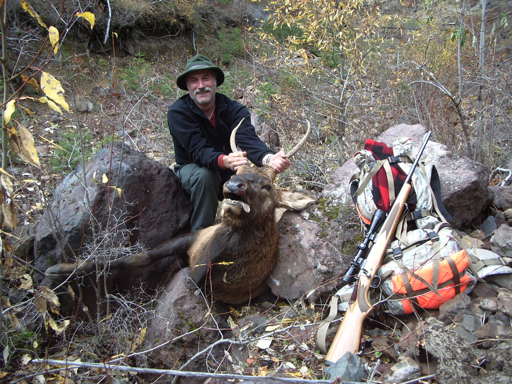 Spike Bull elk taken by Orion back pack user